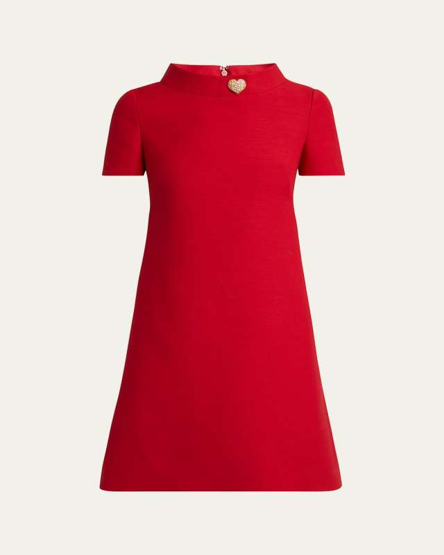 Crepe Couture Crystal Heart Mini Dress